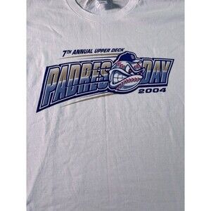7TH Annual Upper Deck Padres Day White Tshirt Men's Fruit of the Loom Heavy Sz L